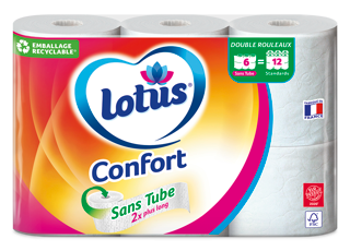 Papier toilette Lotus Confort Sans tube Rose ou Blanc