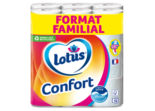 Papier toilette Lotus Confort Rose ou Blanc