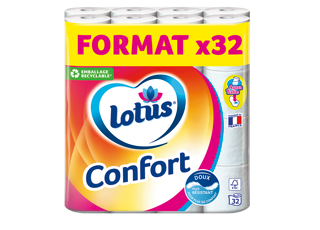 Papier toilette Lotus Confort Rose ou Blanc