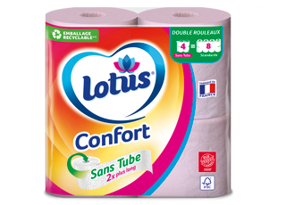 Papier toilette Lotus Confort Sans tube Rose ou Blanc
