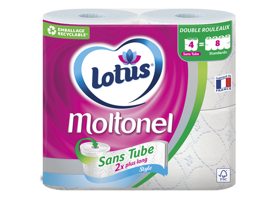 Le papier toilette Lotus Sans Tube est l’innovation qui incarne, à ce jour, notre aspiration à fabriquer des produits écologiques. La technologie Sans Tube permet à ce papier toilette éco-responsable de contenir deux fois plus de papier et de durer deux fois plus longtemps. Cette démarche permet également d’économiser du carton et de réduire efficacement l’impact du transport sur l’environnement. De plus, nous pouvons réduire l'emballage plastique de 40 % !
Si 20 millions de clients passaient au papier toilette Sans Tube, cela reviendrait à économiser :