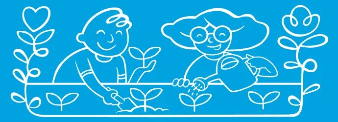Enfants qui arrosent les plantes du jardin