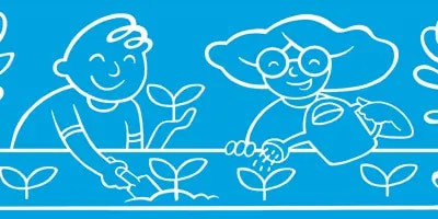 Enfants qui arrosent les plantes du jardin