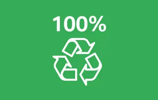 100 procent av produkterna i återvinningsbara förpackningar