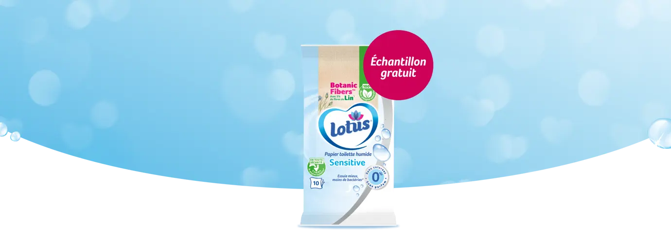 Recevez un échantillon gratuit de papier toilette humide Lotus !