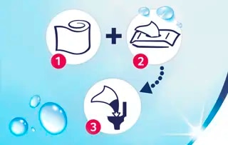 Combinez les pouvoirs du papier toilette humide et sec