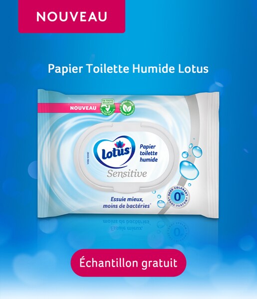 Recevez gratuitement un échantillon de papier toilette humide Lotus