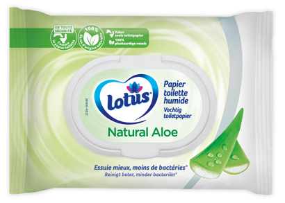 Lot de 7 paquets de papier toilette humide Lotus Natural Aloe (via